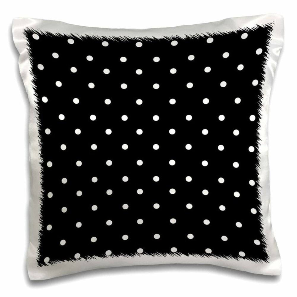 Polka Dot Throw Accent Pillow Cover Black & White Satin East Urban Home 16" NWT